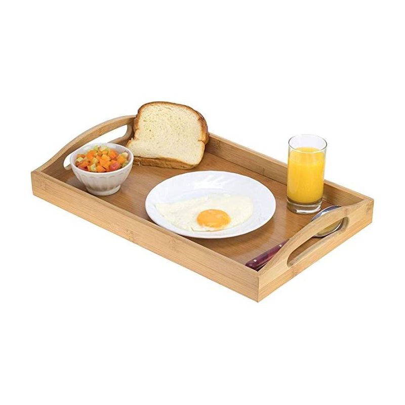 Bamboo Serving Tray with Handles - Serving platters Great for Tea Tray, Dinner - Wooden Tray with Handles - Coffee Table Tray for Breakfast HomeItUsa, 1 of 6