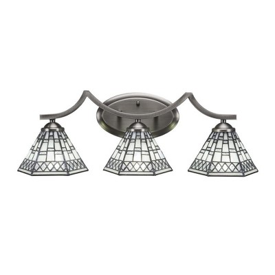 Toltec Lighting Zilo 3 - Light Vanity in  Graphite with 7" Pewter Art Glass Shade
