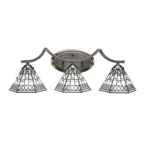 Toltec Lighting Zilo 3 - Light Vanity in  Graphite with 7" Pewter Art Glass Shade - 1 of 1