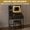 Coucheta Black Makeup Vanity Set with LED Lights - 31.5" Dressing Table with Charging Station, 4 Drawers & Stool Included - 3 of 4