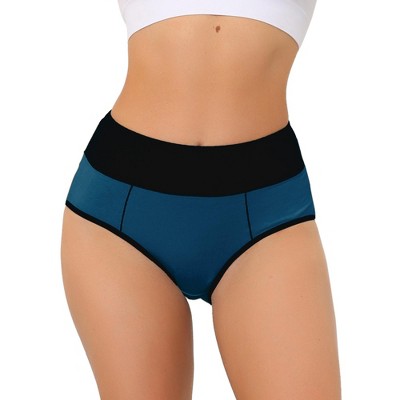 Allegra K Women's High Waist Tummy Control Color-Block Available in Plus  Size Brief Dark Blue Large