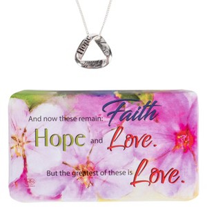 Dicksons Faith Hope and Love Endless Script Women's 16-18 Inch Silver Tone Metal Plated Mobius Triangle Necklace in Jewelry Box with Sentiment Card - 1 of 4
