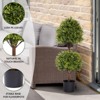poetree 3.3ft Set of 2 Artificial Boxwood Topiary Ball Trees in Black Pots – Faux Potted Plants. - 3 of 4