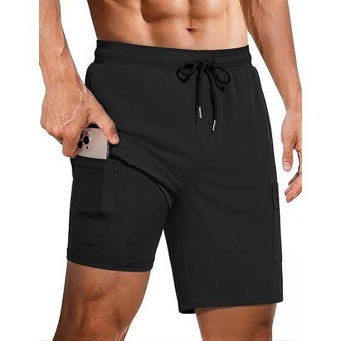 Ekouaer Mens Swim Trunks with Compression Liner 2 in 1 Board Shorts 9 Inch Quick Dry Bathing Suit Swimsuit with Pockets Black M