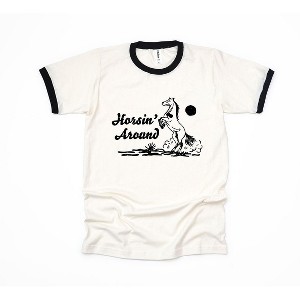Simply Sage Market Women's Horsin' Around Short Sleeve Ringer Tee - 1 of 2