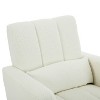 Vynxaria Accent Rocking Chair with Curved Back & Pillow - Cream White Teddy Velvet Comfort - 2 of 4