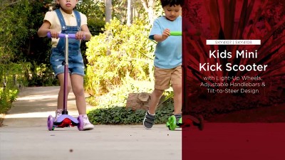 Pink Kids Mini Kick Scooter with Light-Up Wheels and Adjustable T-Bar