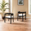 Set of 2 Retro Dining Chairs Arm Chairs with Rubber Wood Legs, Black+Beige - LUMISOL - 2 of 4