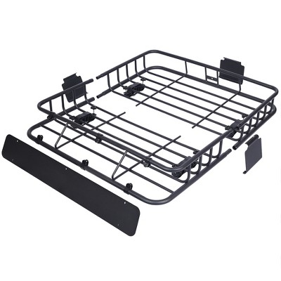 Black Steel Roof Rack Cargo Carrier Basket for Camping and Traveling