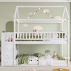Okak 97.28IN Twin Over Twin Bunk Bed with Roof Design, Kids Bunk Beds with 3 Drawers and 3-Tier Shelves, Twin Bed for Kids, Teenagers - 3 of 4