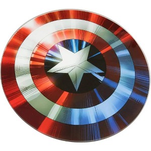 Marvel Avengers Captain America Shield Replica Cutting Board -Tempered Glass W Non-Slip Feet - Kitchen Decor Gift for Adults, Men, Women, Fans - 1 of 4
