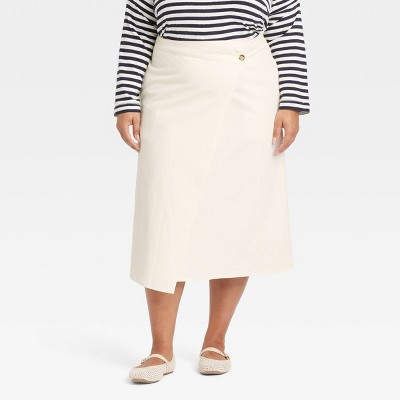 Women's Midi Wrap Skirt - Universal Thread™ Cream 18