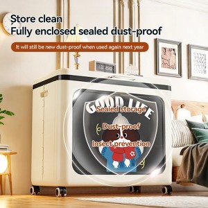 AEELLEEA Rolling Open Storage Bin - Cream Black Simulated Rattan Weave Design, Stackable & Comfort Handle ,Utility Storage Cabinets - 1 of 4