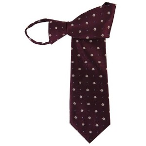 TheDapperTie Men's Maroon Color With Elephant Pattern Stripe 3.5 Inch W And 20 Inch L Zipper Necktie - 1 of 3