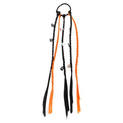 Unique Bargains Halloween Skeleton Hair Rope Black Orange 1 Pc