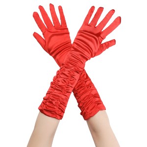 INSPIRE CHIC Women's Satin Opera Length Gloves with Pleats - 1 of 4