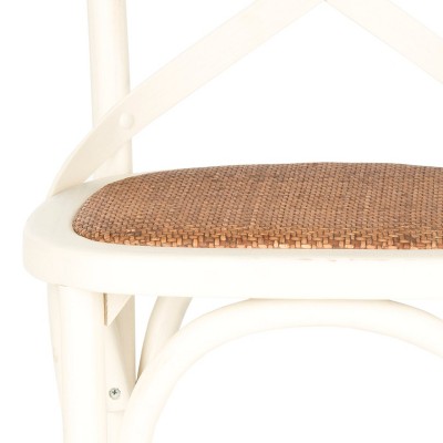 Antique White Oak X Back Counter Stool with Rattan Seat