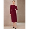 INSPIRE CHIC Women's Midi Pencil Long Sleeve Tie Waist Church Work Sheath Dresses - 2 of 4