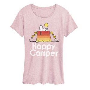Women's - Peanuts - Happy Camper Short Sleeve Graphic T-Shirt - 1 of 4