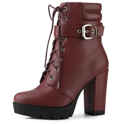 Burgundy best sale booties heels