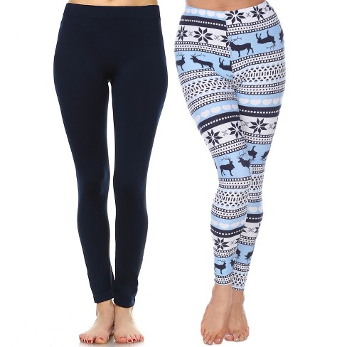 Women's Pack of 2 Leggings Navy/Blue One Size Fits Most - White Mark