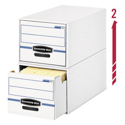 White and Blue Corrugated Cardboard File Storage Drawer, 25.5" x 14" x 11.5"