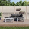 vidaXL 5 Piece Patio Lounge Set - Outdoor White Steel Furniture Set with Comfy Cushions and Versatile Modular Design for Garden/Lawn/Backyard - 2 of 4