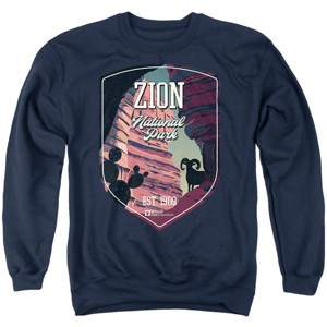 Men's Zion National Park Sticker Crewneck Sweatshirt - 1 of 4
