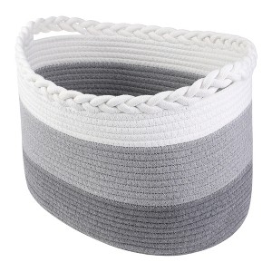 REGALWOVEN Cotton Rope Handcrafted Breathable Odorless Open Storage Bins 15 x 10.2 x 9.4 Inch 1 Pack - 1 of 4