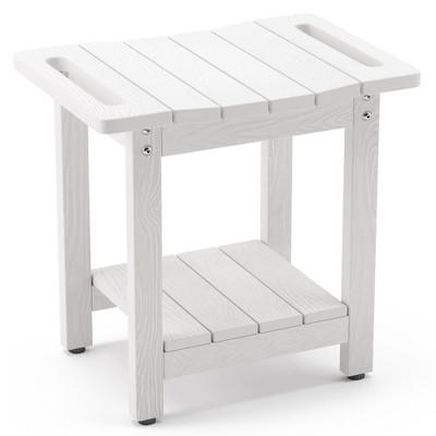 Arceso Shower Bench, HDPS Stool with Shelf and Handles - Waterproof & Non-Slip for Indoor/Outdoor Bathroom