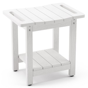 Arceso Shower Bench, HDPS Stool with Shelf and Handles - Waterproof & Non-Slip for Indoor/Outdoor Bathroom - 1 of 4