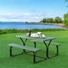 Tangkula Outdoor Picnic Table Bench Set Patio Camping Table w/Steel Frame & Wood Texture Tabletop for Garden - 2 of 4