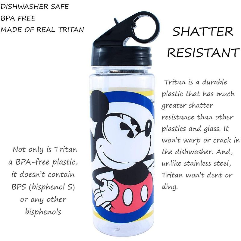 Silver Buffalo Disney Mickey Mouse Water Bottle With Flip-Up Straw | Holds 20 Ounces, 2 of 3