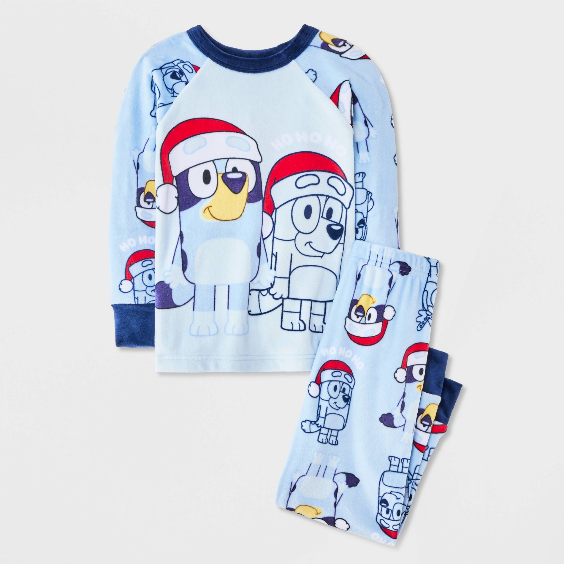 Toddler Bluey Holiday Snuggly Soft Snug Fit Pajama Set 2pc - Blue