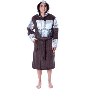 Star Wars Adult The Mandalorian Costume Fleece Robe Bathrobe For Men Women S/M Brown
