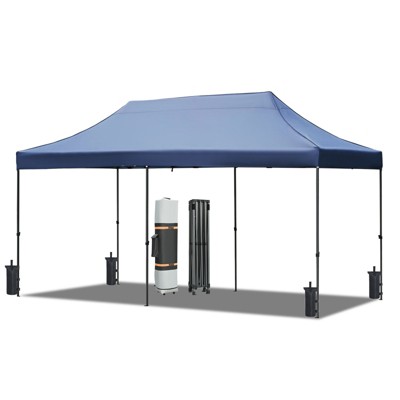 VisioGear 10'*20' Canopy Tent, Party Tent with 4 Sidewalls, 3 Height Adjustable, Outdoor Canopy Tent for Weddings, Navy Blue, 240"*120"*132"