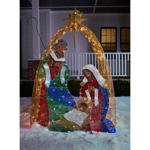 BrylaneHome 72" Crystal Fabric Multi-Colored Nativity Scene - 1 of 2