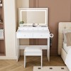 KTMBDW Makeup Vanity Desk with Mirror and Lights, Vanity Table Set with 5 Storage Drawer and Chair & Hair Dryer Holder, Dressing Table for Bedroom - 2 of 4