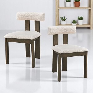 Set of 2 Wooden Dining Chairs with Upholstery, Modern Kitchen Side Chairs with Open Back, Farmhouse Wooden Side Chairs for Dining Room, Kitchen - 1 of 4