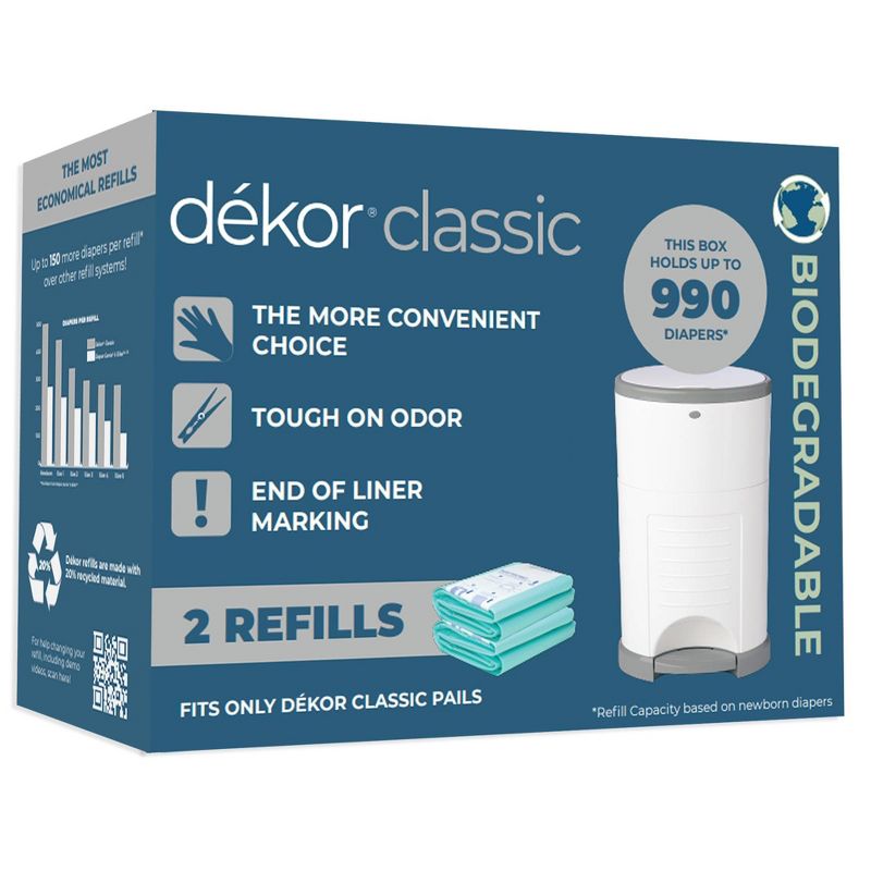 Dekor Classic Diaper Pail Biodegradable Refills - 2pk, 1 of 5