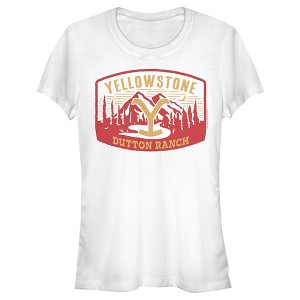 Juniors Womens Yellowstone Large Dutton Ranch Brand Mountain Scenery T-Shirt - 1 of 4