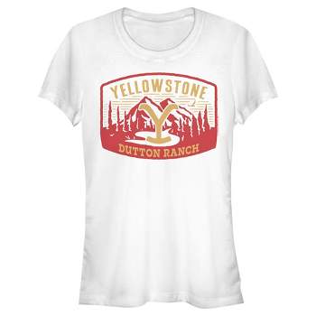 Juniors Womens Yellowstone Large Dutton Ranch Brand Mountain Scenery T-Shirt