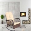 Chic Crate-Outdoor Wicker Rocking Chair with Steel Frame & Thick Cushion - Rattan Patio Furniture for Garden, Backyard, Porch, Beige - 2 of 4