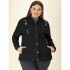 Agnes Orinda Women's Plus Size Button Front Chest Pockets Washed Casual Jean Jackets - 3 of 4
