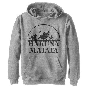 Boy's Lion King Black Silhouette Hakuna Matata Pull Over Hoodie - 1 of 4