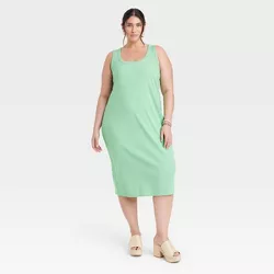 Women's Ribbed Tank Dress - Universal Thread™ Green 4X