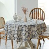 Attop Pastoral Round Tablecloth - 60 Inch Dia. - Beige Linen Table Cloth - Washable Table Cover with Dust-Proof Resistant Floral Dark Blue - 4 of 4