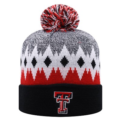 NCAA Texas Tech Red Raiders Men's Jagged Knit Cuffed Beanie with Pom