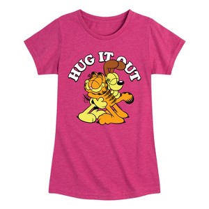 Girls' - Garfield - Hug It Out Fitted Short Sleeve Graphic T-Shirt - 1 of 4
