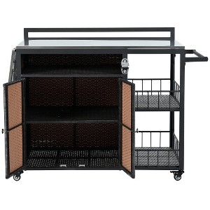 LunaLulinlk Outdoor Kitchen Island, Kitchen Storage Island, Cooking Station, Outdoor Grill Cart with Foldable Side Tabletop - 1 of 4